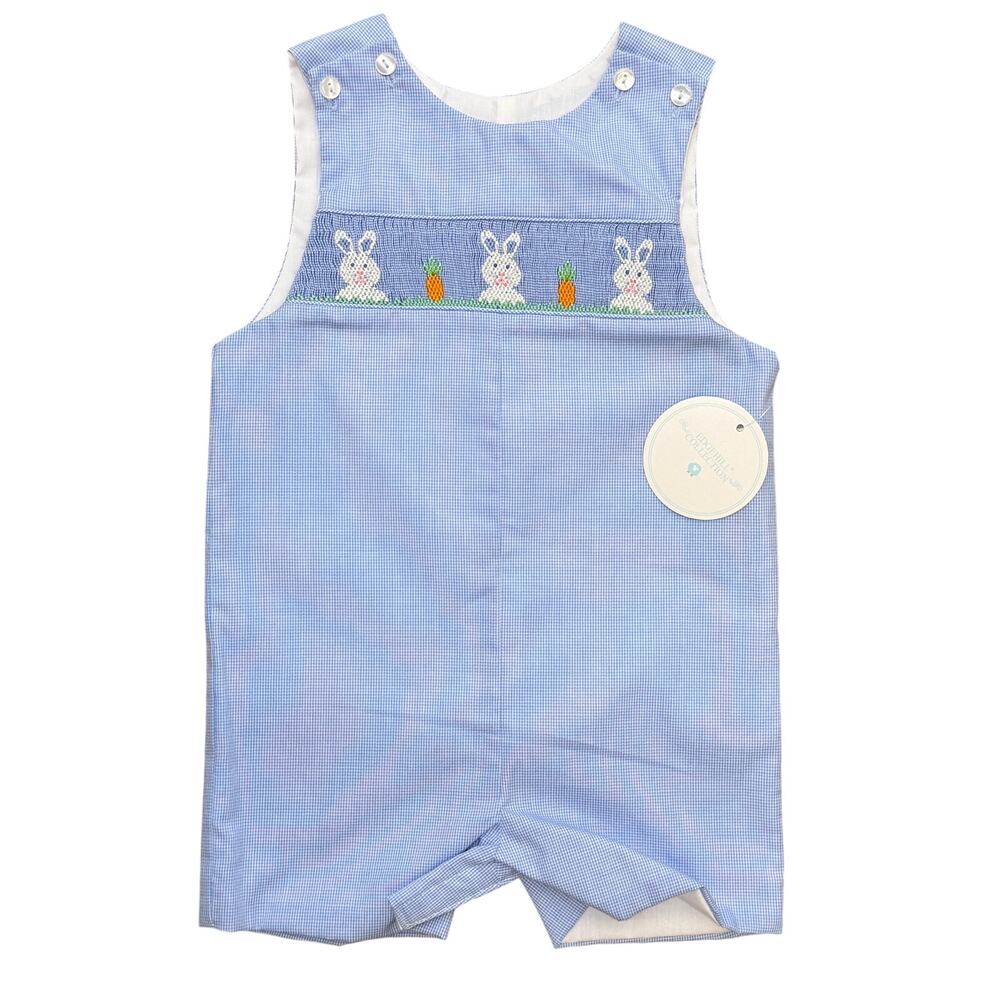 Edgehill Collection Smocked Easter Bunny One Piece Romper Jon Jon Boys Sz 9 Mo